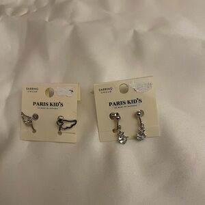 Silver Earrings Set 2 sets Clip On